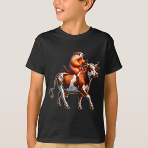 T-shirt Costume de famille de marmotte montant une vache p
