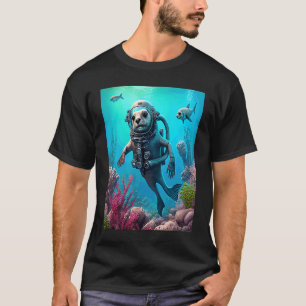 T-shirt Costume de loutre de mer cool plongée en scaphandr