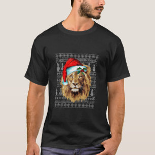 T-shirt Costume de Noël moche Père Noël Lion Lover de Noël