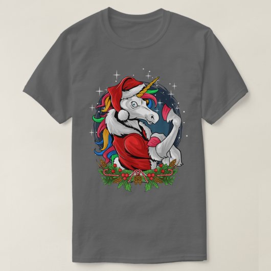 T-shirt Costume de Noël Xmas PJ Santa Hat Unicorne (Design devant)