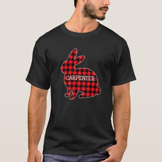 T-shirt Costume de Pâques Lapin Rouge Plaid Carpenter Grap (Devant)