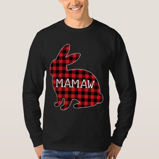 T-shirt Costume de Pâques Lapin Rouge Plaid Graphisme Mama (Devant)