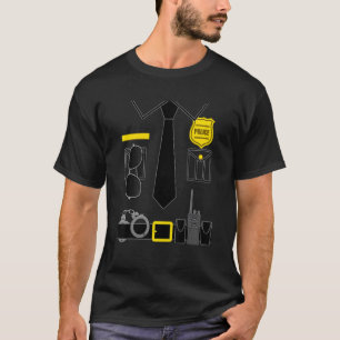 T-shirt Costume De Police Pour Enfants & Adultes Halloween