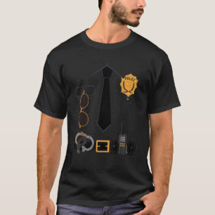 T-shirt Costume De Police Pour Enfants Adultes Halloween P