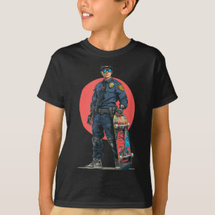 T-shirt Costume de policier skater génial pour planches à