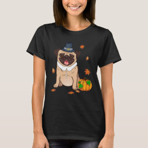 T-shirt Costume de Thanksgiving Pug Pèlerin Dinde Hommes F