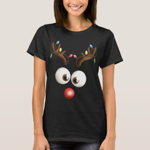 T-shirt Costume de visage de rennes Funny Noël Illustratio