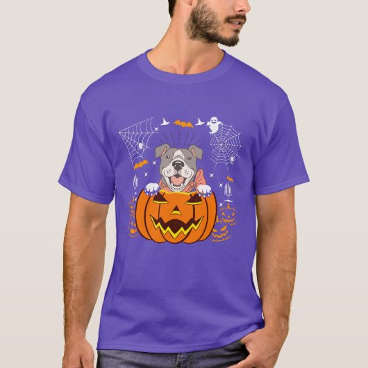 T-shirt Costume d'Halloween amusant pour chien Citrouille  (Devant)