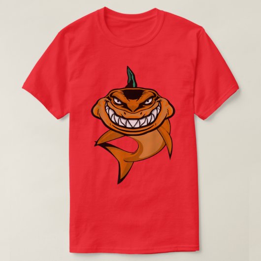 T-shirt Costume d'Halloween citrouille de requin Lazy Funn (Design devant)