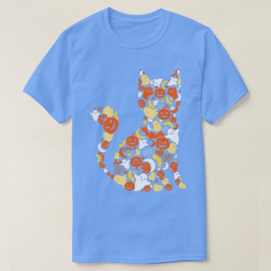 T-shirt Costume d'Halloween drôle chat citrouille Lune de  (Design devant)