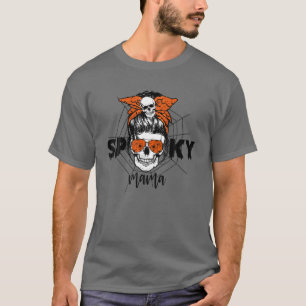 T-shirt Costume d'Halloween Éffrayant Mama Funny Messy Bun