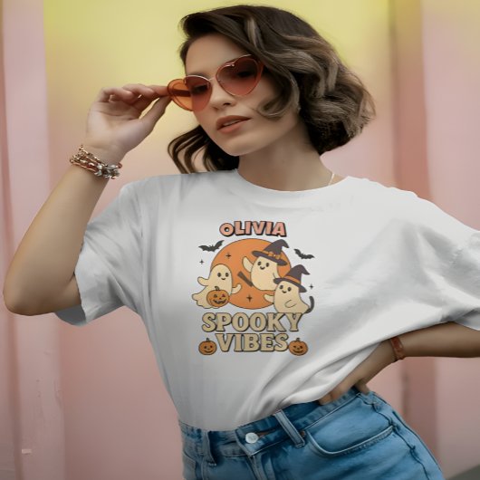 T-shirt Costume d'Halloween Éffrayant Vibes de sorcière mi