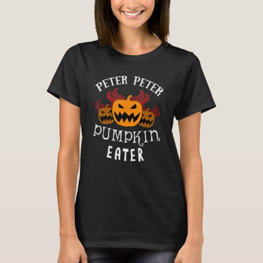 T-shirt Costume D'Halloween Pour Couples Peter Citrouille  (Devant)