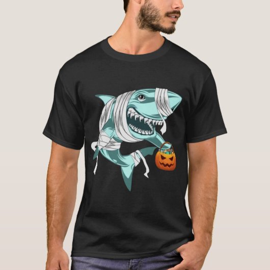 T-shirt Costume d'Halloween Requin Citrouille cauchemar Éf (Devant)