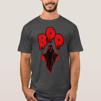 T-shirt Costume D'Halloween Rouge Et Noir Du Fantôme Boo