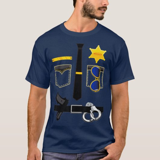 T-shirt Costume d'Halloween Uniforme du shérif de police (Devant)