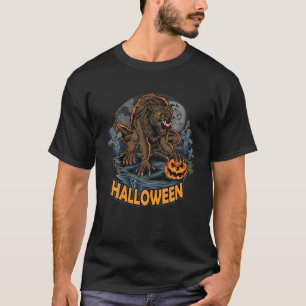 T-shirt Costume D'Halloween Werewolf Pour Hommes, Citrouil