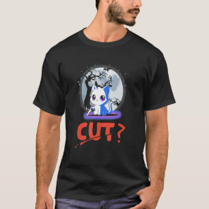 T-shirt Costume Halloween Chat Meurtrier Avec Couteau Sang