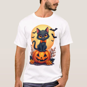 T-shirt Costume Halloween Citrouille Chat Noir Rétro Autom