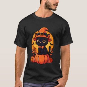 T-shirt Costume Halloween Citrouille Chat Noir Rétro Autom