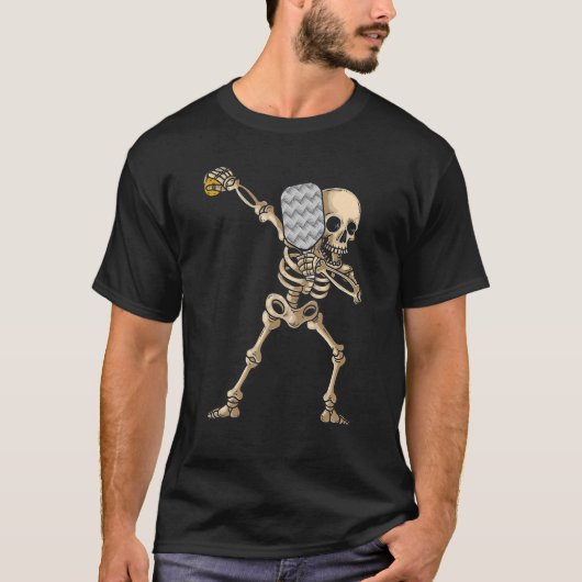 T-shirt Costume Halloween Pickleball Dabbing Skeleton Pick (Devant)