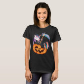 T-shirt Costume Halloween Unicorne Mort Sur Citrouille (Devant entier)