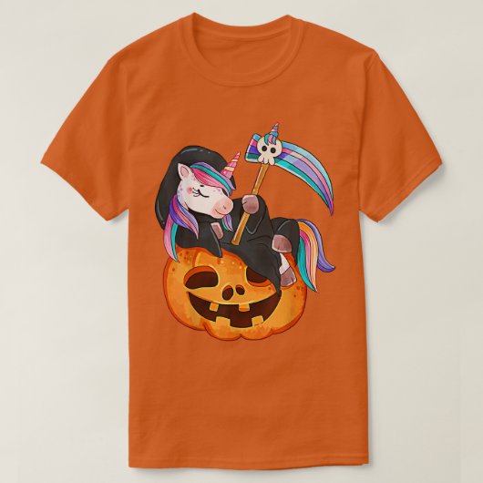 T-shirt Costume Halloween Unicorne Mort Sur Le Citrouille  (Design devant)