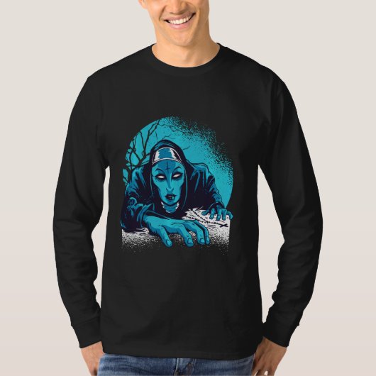 T-shirt Costume Helloween Nun foncé (Devant)