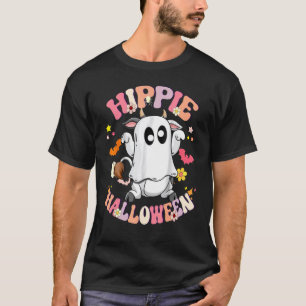 T-shirt Costume Hippie Fleur Fantôme Halloween Vibes Pumpk