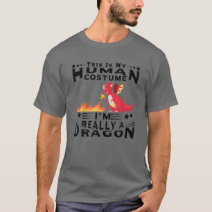 T-shirt Costume Humain de Dragon Respiration de Feu Ailes 