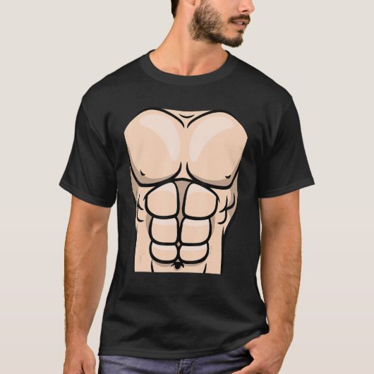 T-shirt Costume musculaire masculin Six pack Halloween ent (Devant)