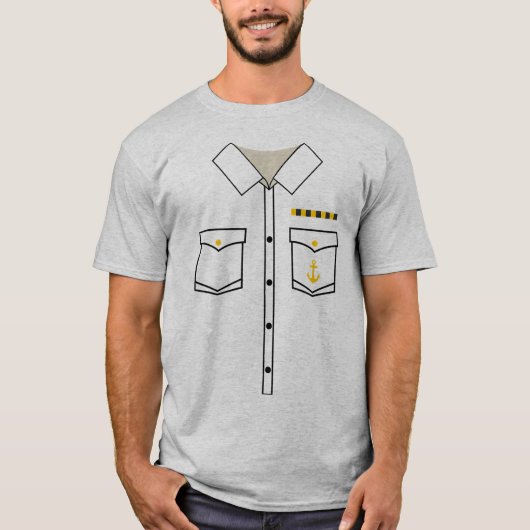 T-shirt Costume Uniforme Capitaine de bateau Halloween (Devant)
