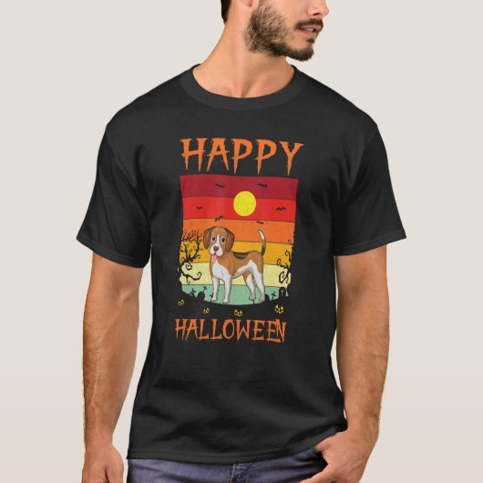 T-shirt Costumes d'Halloween rétro Hallo Beagle correspond (Devant)