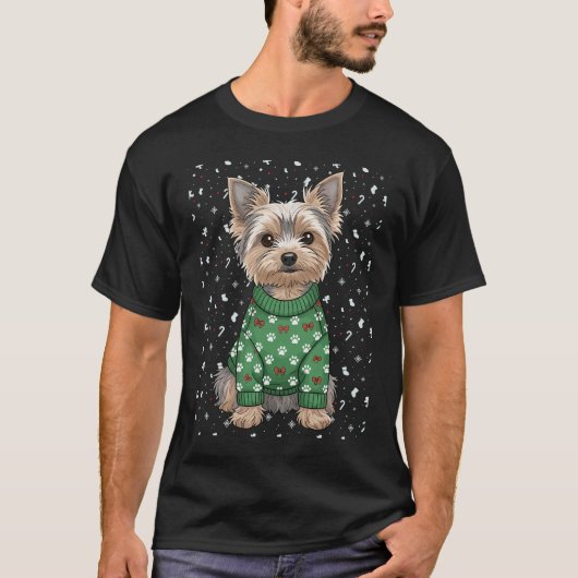 T-shirt cosy winter yorkshire terrier funny dog lovers (Devant)