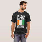 T-shirt Cote D'ivoire Flag Design If lost send me to Cote (Devant entier)