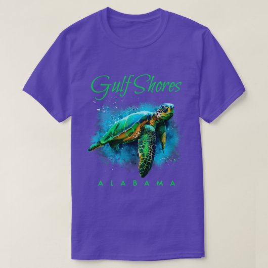T-shirt Côte du Golfe Alabama Aquarelle Tortue de mer (Design devant)
