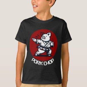 T-shirt Côtelette de porc Karaté Cochon Pun drôle Arts mar