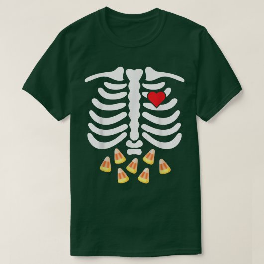 T-shirt Côtes de squelette Malbouffe Ventre Maïs en bonbon (Design devant)