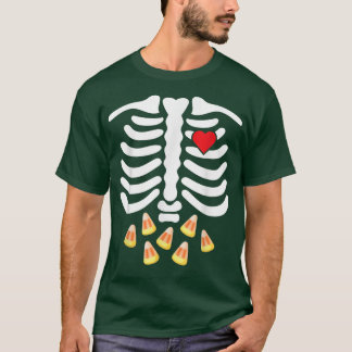 T-shirt Côtes de squelette Malbouffe Ventre Maïs en bonbon