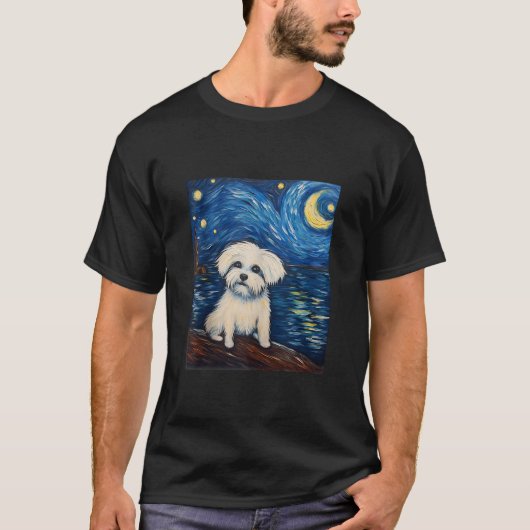 T-shirt Coton de Tulear Chien drôle Artiste Van Gogh Chien (Devant)