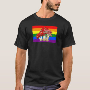 T-shirt Cottagecore Champignons Amour Gay pride Drapeau My