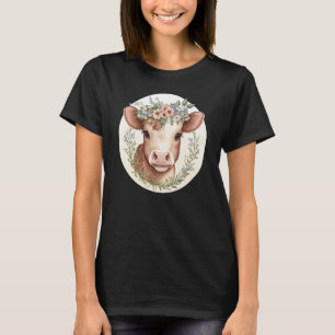 T-shirt Cottagecore Cute Bébé Vache Vache Calf Ferme Flora