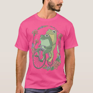 T-shirt Cottagecore Cute Frog Riding Sur Vélo