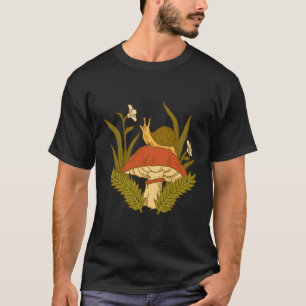 T-shirt Cottagecore Esthétique Champignons Et Escargots