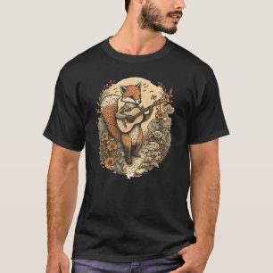 T-shirt Cottagecore Esthétique Fox Jouer Guitare Vintage F
