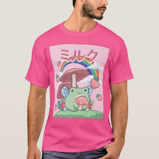 T-shirt Cottagecore Esthétique Kawaii Grenouille Fée Champ