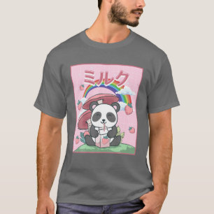 T-shirt Cottagecore esthétique Kawaii Panda fraise Lait