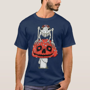 T-shirt Cottagecore Esthétique Squelette Grenouille Champi