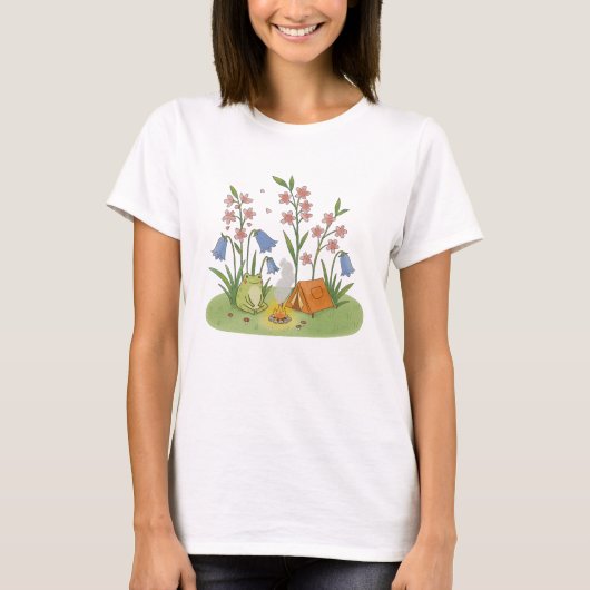 T-shirt Cottagecore Frog Camping (Devant)