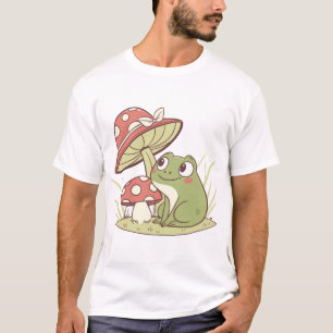 T-shirt Cottagecore Grenouille avec Chapeau Champignon - T